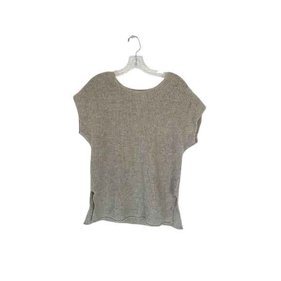 Sundance Gray Knit Crew Neck Pullover Short Sleeve Cashmere Sweater Size Medium - Picture 1 of 8